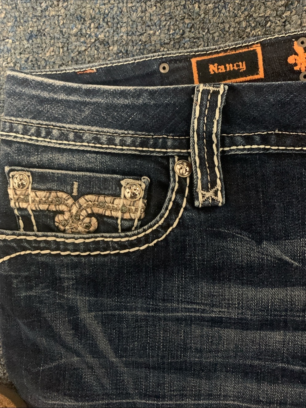 Rock Revival Bermuda Nancy Indigo Denim Shorts with Contrast Stitching Size 36 - Picture 5 of 8